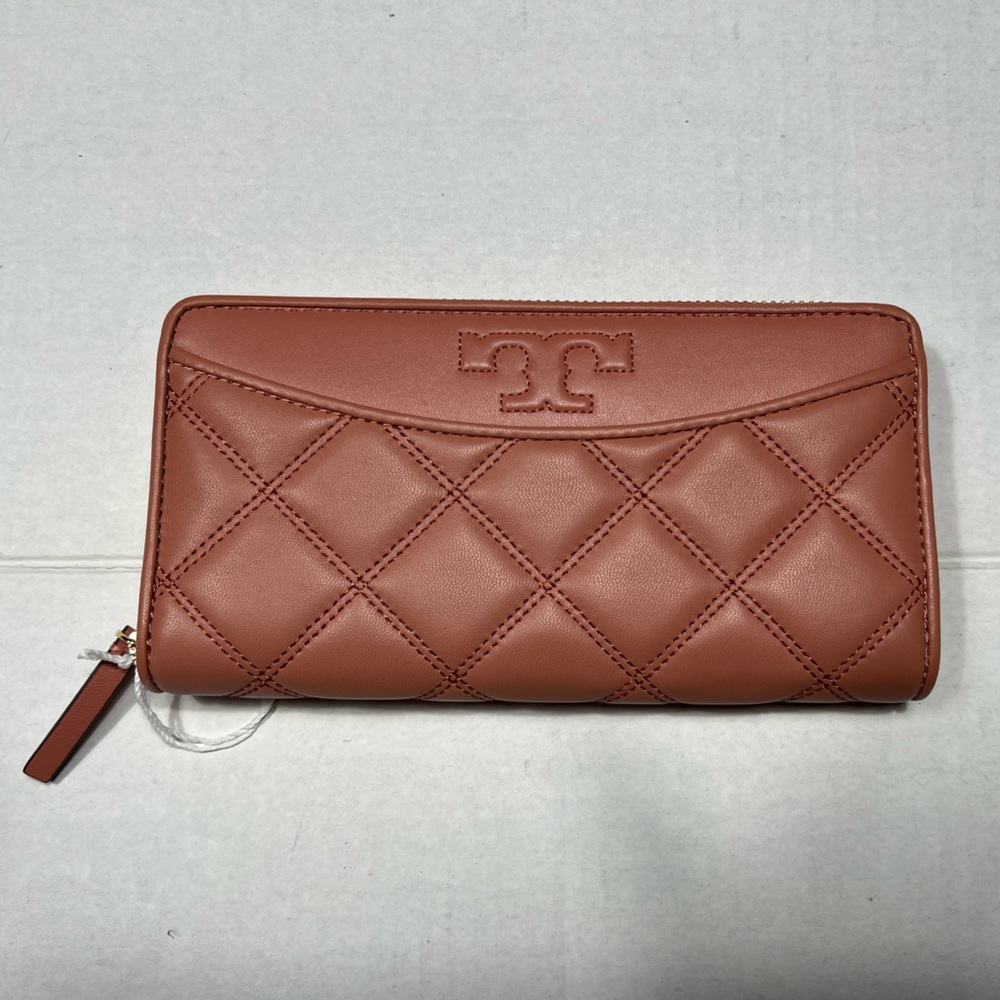 SALE Tory Burch Logo Quilted Wallet In Tramonto Color (Pink, Orange, Red)